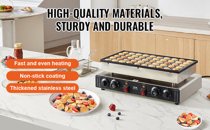 SucceBuy 50-Pcs Commercial Mini Dutch Pancake Maker | Non-Stick, Dual Temp & Timer