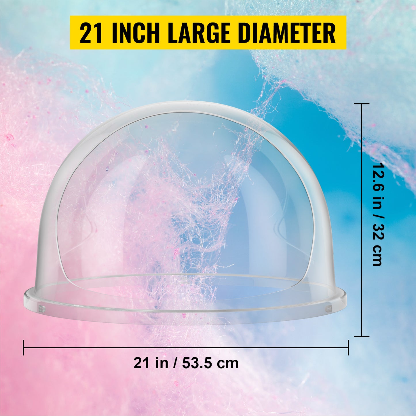SucceBuy 21" Commercial Cotton Candy Machine Cover – Clear Bubble Shield Dome