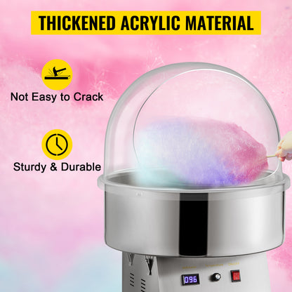 SucceBuy 21" Commercial Cotton Candy Machine Cover – Clear Bubble Shield Dome