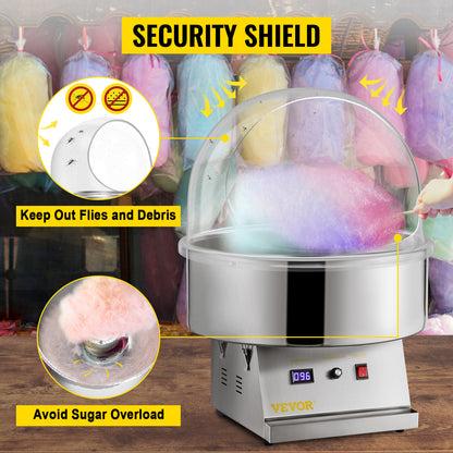 SucceBuy 21" Commercial Cotton Candy Machine Cover – Clear Bubble Shield Dome