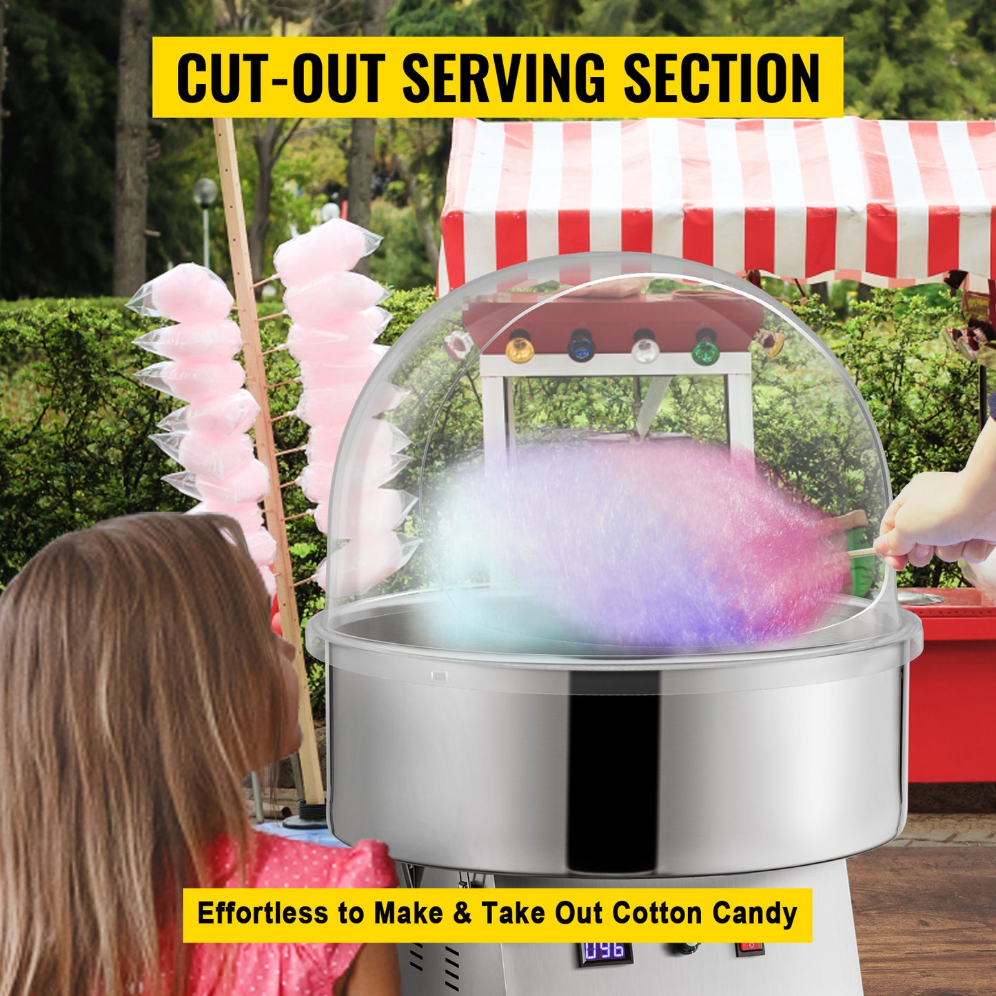 SucceBuy 21" Commercial Cotton Candy Machine Cover – Clear Bubble Shield Dome