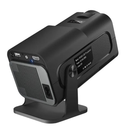 Portable mini projector from R.E.D. Shopping displaying HD video content on a wall, ideal for home entertainment and movies.