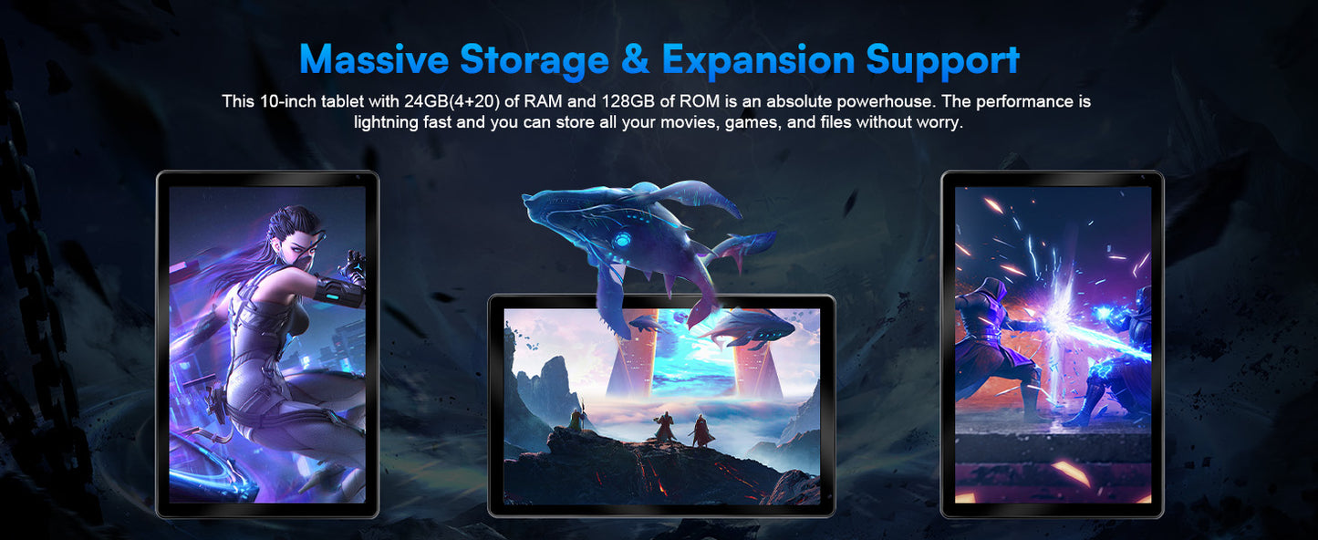 URAO 10" Android 15 Tablet – 24GB RAM, 128GB+1TB, WiFi 6, 8MP Camera, Bundle Set
