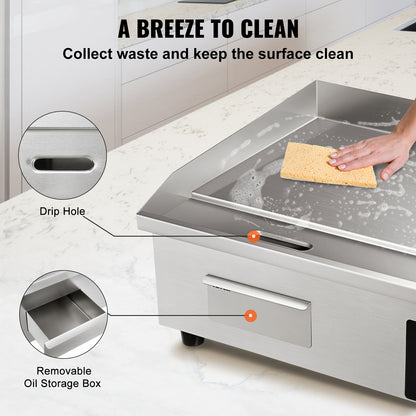 SucceBuy 21" Commercial Electric Teppanyaki Grill | Non-Stick Griddle | 220V