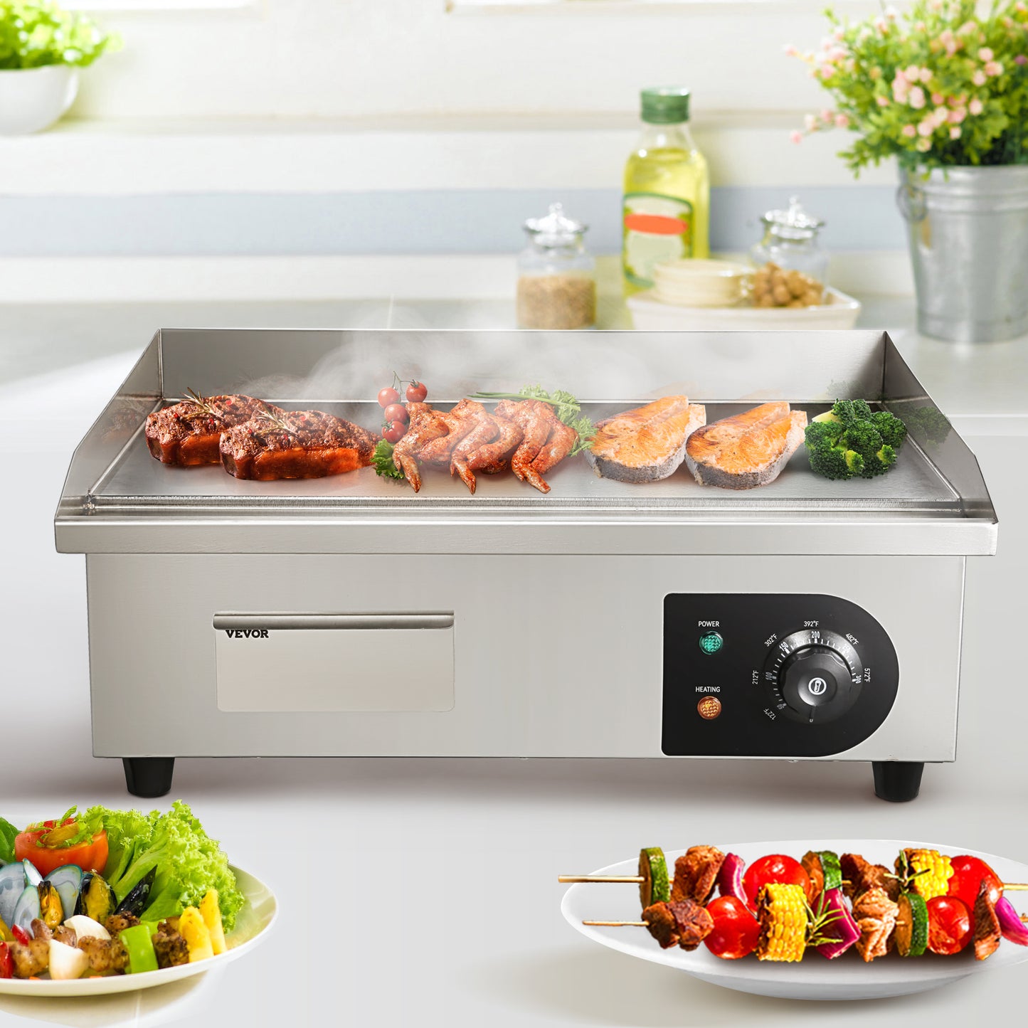 SucceBuy 21" Commercial Electric Griddle – Flat Pan Teppanyaki Grill
