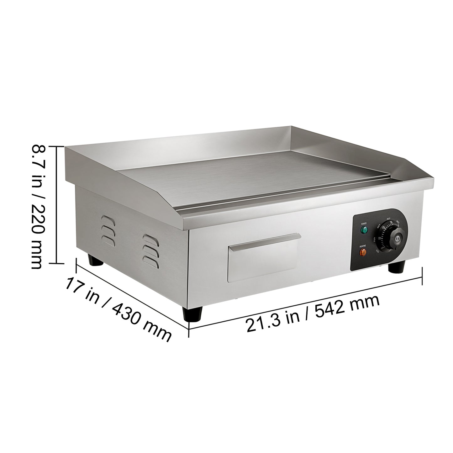 SucceBuy 21" Commercial Electric Teppanyaki Grill | Non-Stick Griddle | 220V