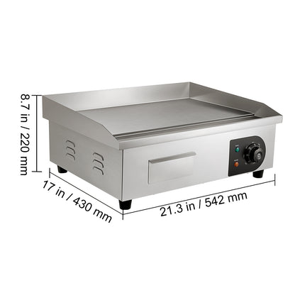 SucceBuy 21" Commercial Electric Teppanyaki Grill | Non-Stick Griddle | 220V