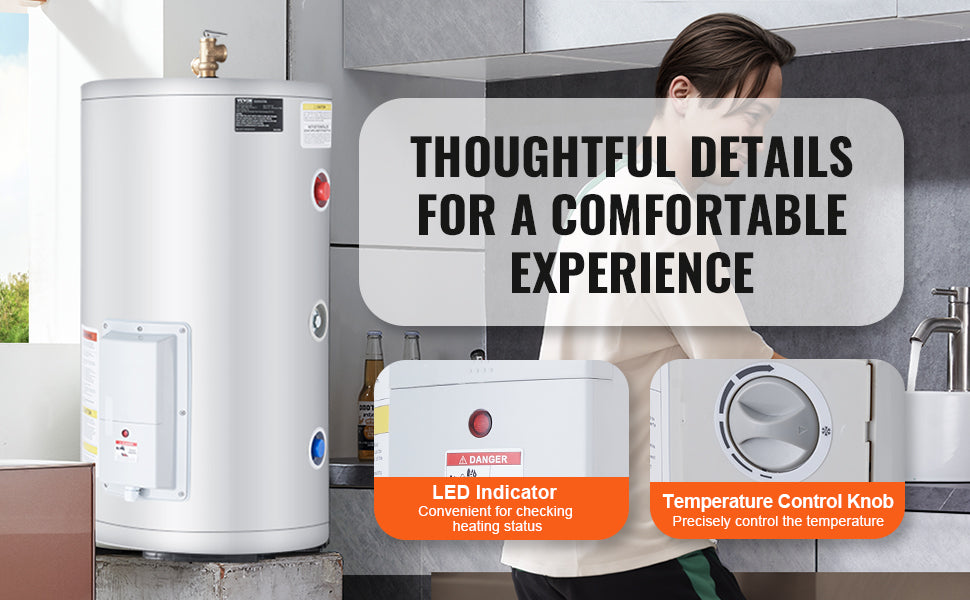 SucceBuy Electric Water Heater 40/70L – LED Display & IPX4 Waterproof