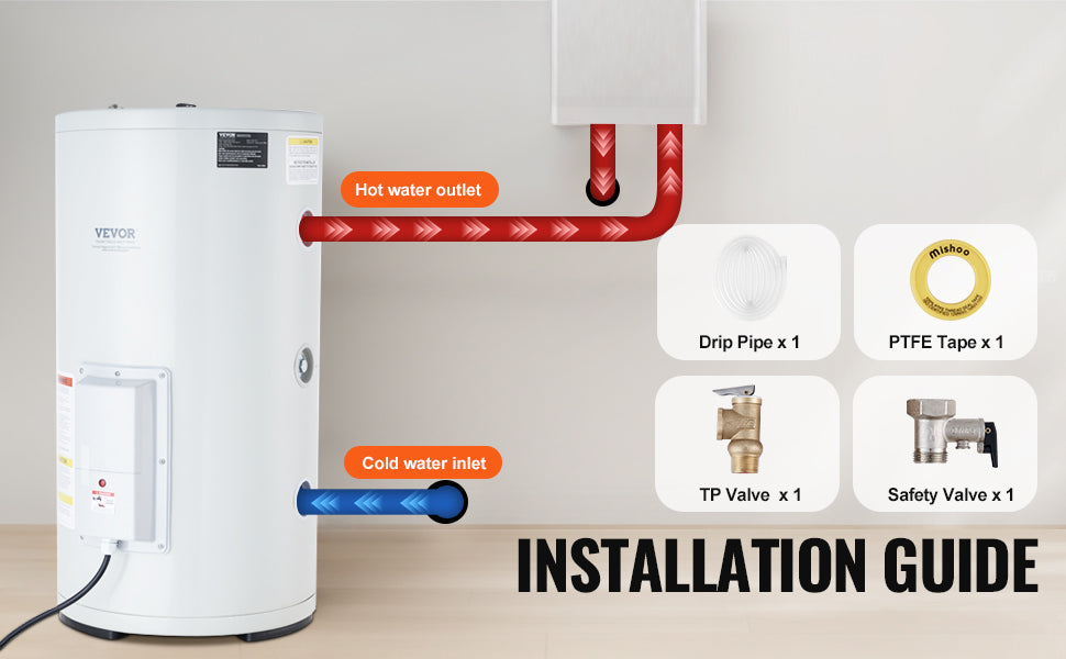 SucceBuy Electric Water Heater 40/70L – LED Display, Knob Control, IPX4, Keep Warm