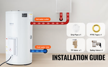 SucceBuy Electric Water Heater 40/70L | 1.6kW Tank + Tankless, LED Display, IPX4