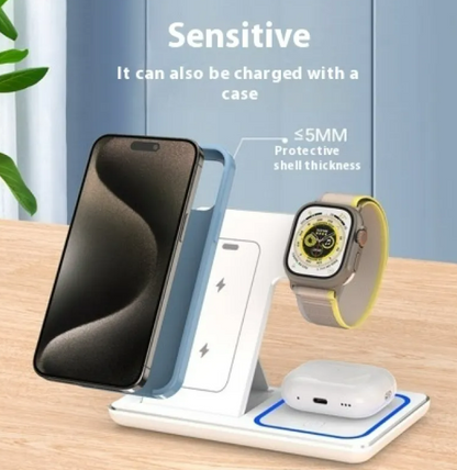 R.E.D. Shopping 15W 3-in-1 LED foldable fast wireless charger stand for smartphones and devices, with adjustable viewing angles
