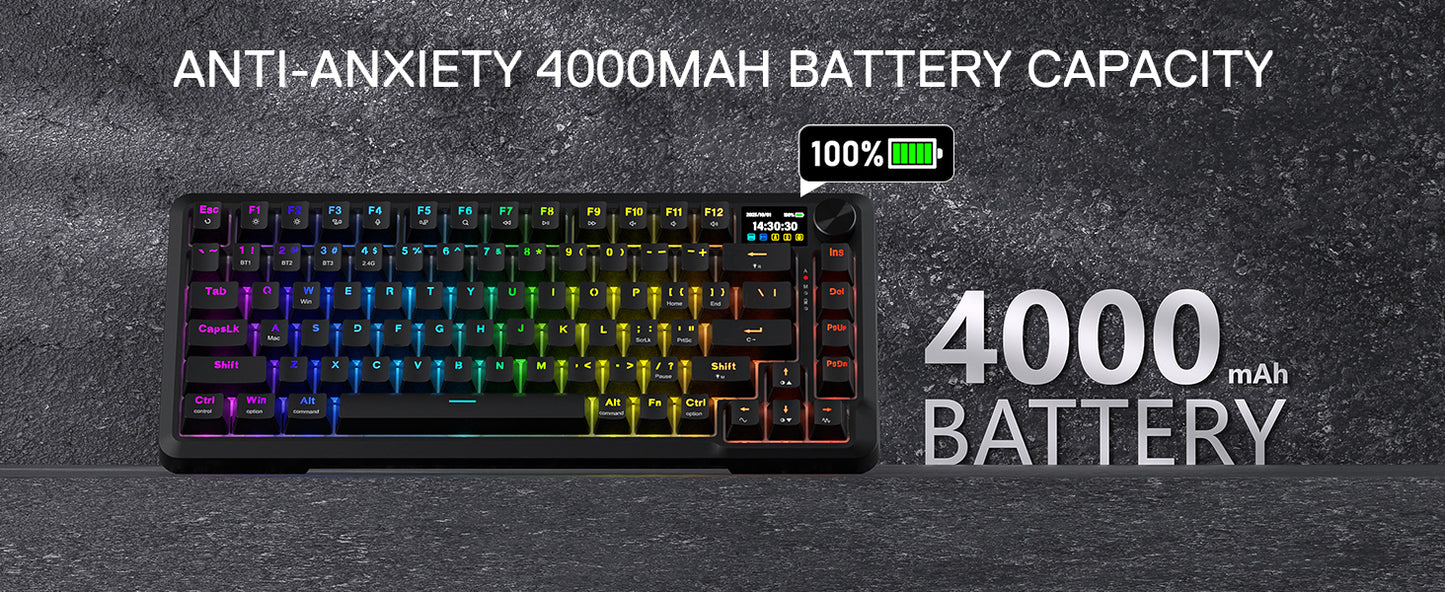 Redragon K724 PRO Wireless Gasket Mechanical Keyboard – 81-Key, TFT Display, Knob Control