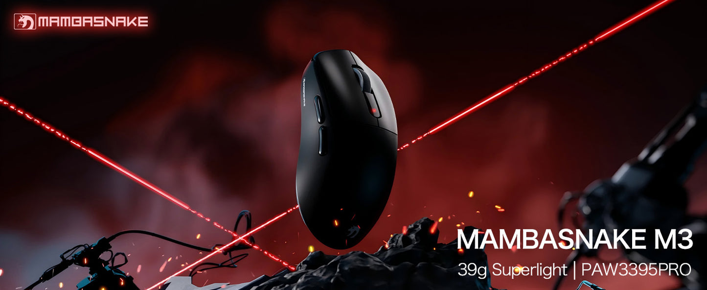 ATTACK SHARK × MAMBASNAKE M3 Superlight Gaming Mouse | 39g | PAW3395PRO | 40000 DPI | 200Hr Battery