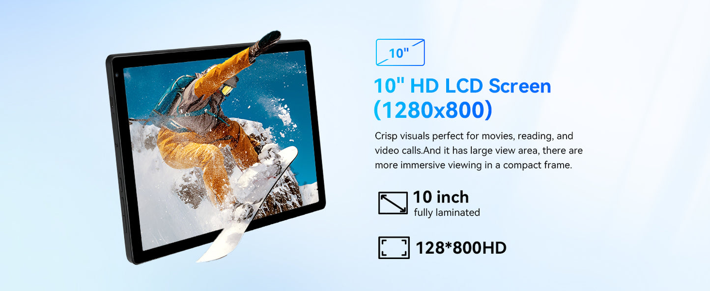 URAO Tablet 10" – Android 15, 20GB RAM, 64GB, 1280x800 IPS, WiFi 6, Widevine L1 + Keyboard Set