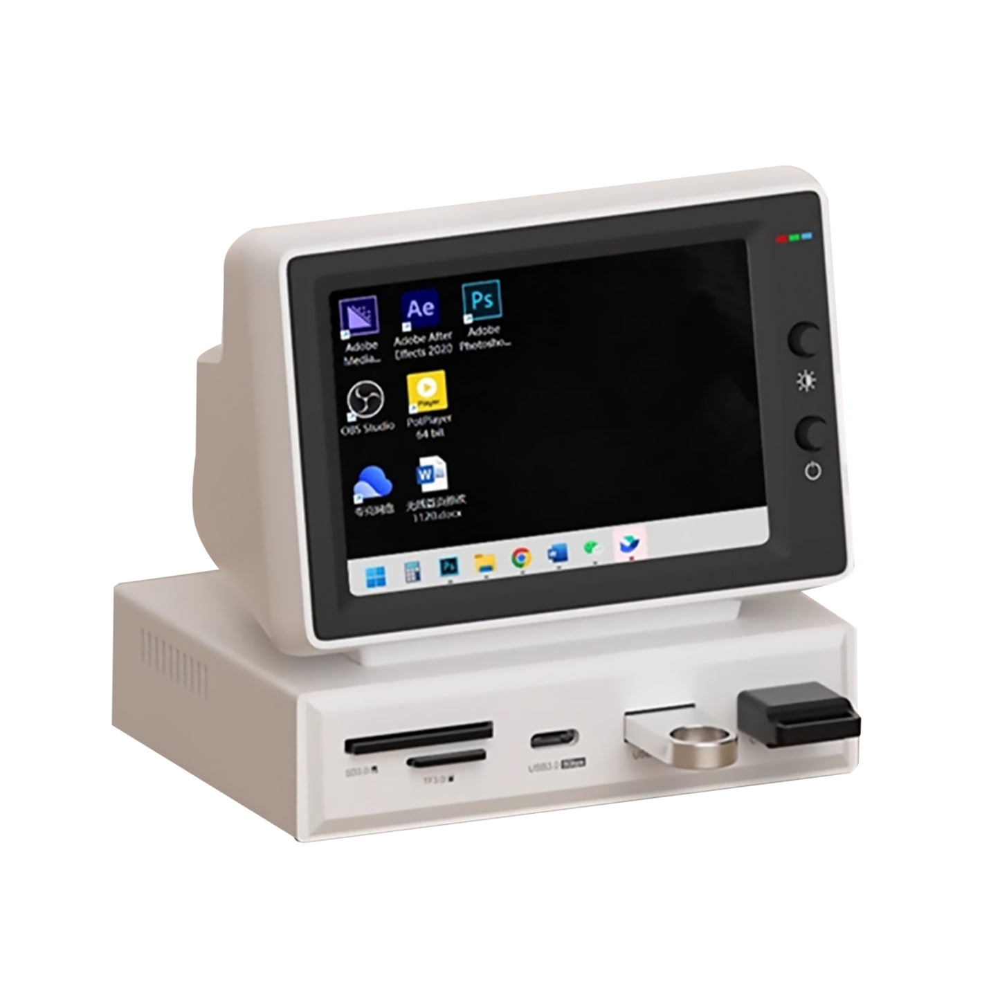 3.5" IPS Mini Screen with USB-C Hub – AIDA64 CPU/RAM Monitor for PC & MacBook