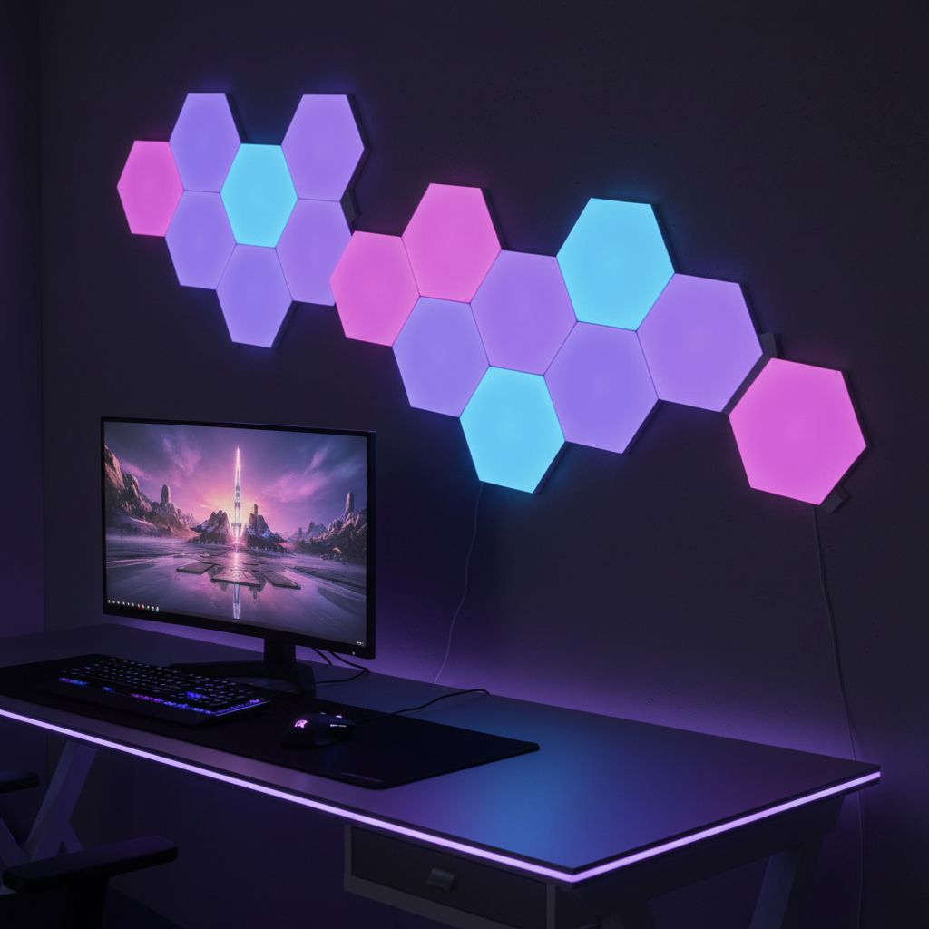 Hexagon LED Wall Light Set