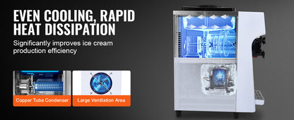 SucceBuy Commercial Soft Serve Ice Cream Machine – Single Flavor, Touch Screen, Auto Clean