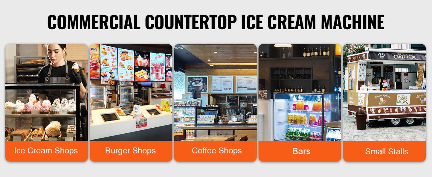 SucceBuy Commercial Soft Serve Ice Cream Machine – Single Flavor, Touch Screen, Auto Clean