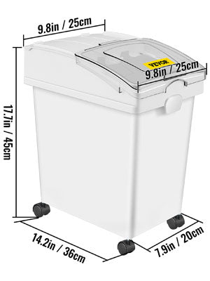 VEVOR 25L Dry Ingredient Storage Bin with Scoop & Casters – Dustproof, Commercial Kitchen