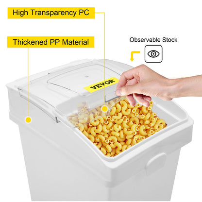 VEVOR 25L Dry Ingredient Storage Bin with Scoop & Casters – Dustproof, Commercial Kitchen