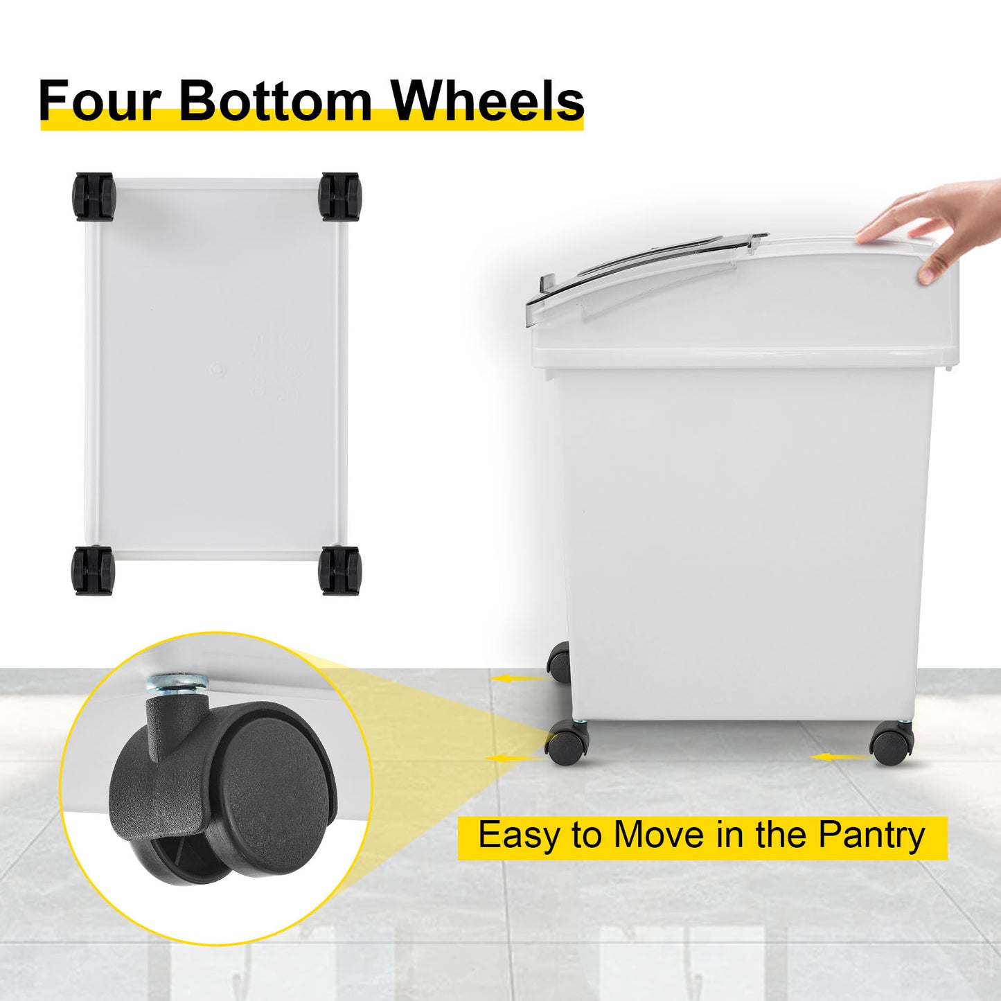 VEVOR 25L Dry Ingredient Storage Bin with Scoop & Casters – Dustproof, Commercial Kitchen