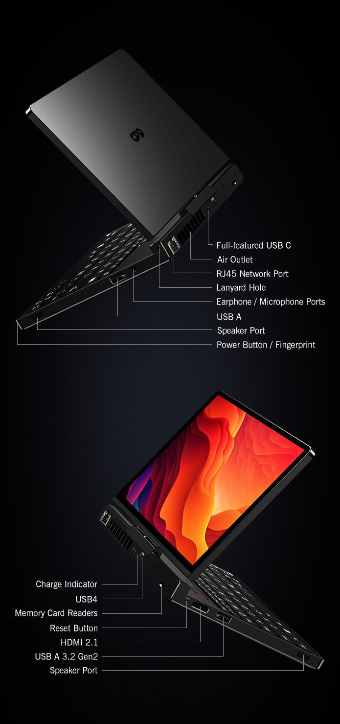GPD Pocket4 2-in-1 Mini Laptop – AMD AI 9 HX 370 / 8840U, 8.8" 2560×1600 144Hz, DDR5, NVMe, Windows 11