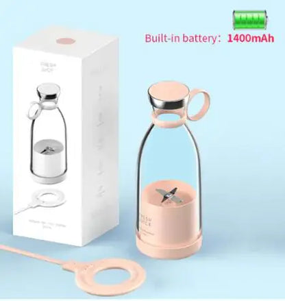 Portable USB rechargeable wireless blender with four blades, ideal for smoothies and drinks in the kitchen by R.E.D. Shopping.