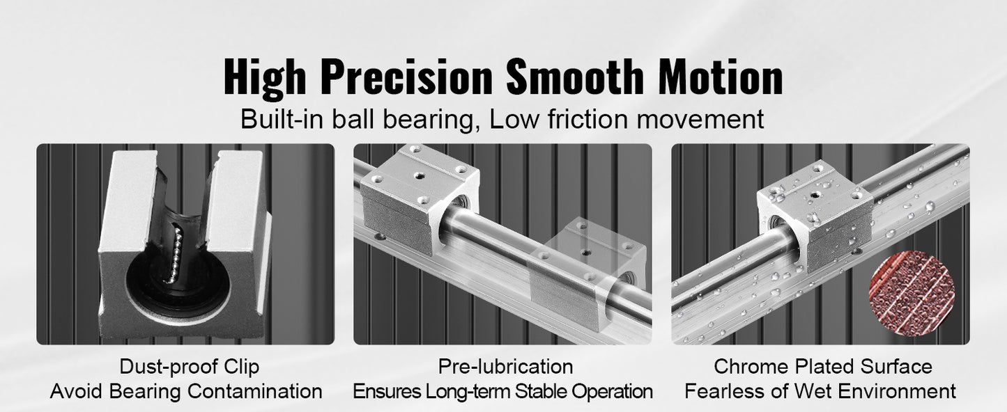 SBR Linear Guide Rails 800–2200mm with UU Bearing Blocks (2+4 Set)