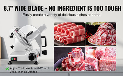 SucceBuy Electric Meat Slicer – 8"/10" Carbon Steel Blade, Adjustable Thickness