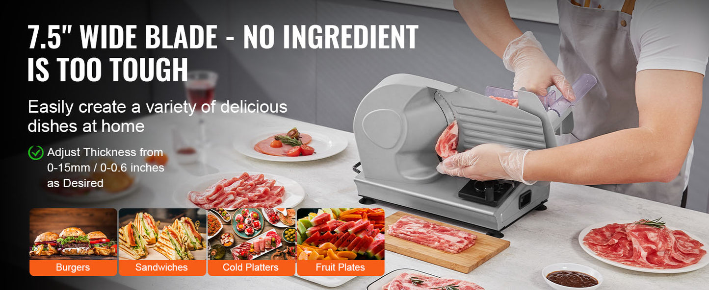 SucceBuy Electric Meat Slicer | 200W | 19cm Blade | Adjustable Thickness | EU 220V