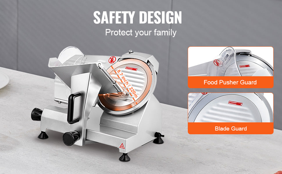 SucceBuy Electric Meat Slicer – 8"/10" Carbon Steel Blade, Adjustable Thickness