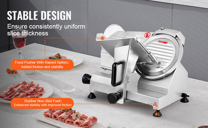 SucceBuy Electric Meat Slicer – 8"/10" Carbon Steel Blade, Adjustable Thickness