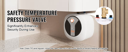 SucceBuy Electric Mini-Tank Water Heater 1440W – Hot Water Storage, LED, Wall/Floor Mount