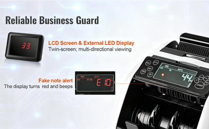 SucceBuy Money Counter 1000pcs/min – UV & MG Fake Banknote Detector, Euro