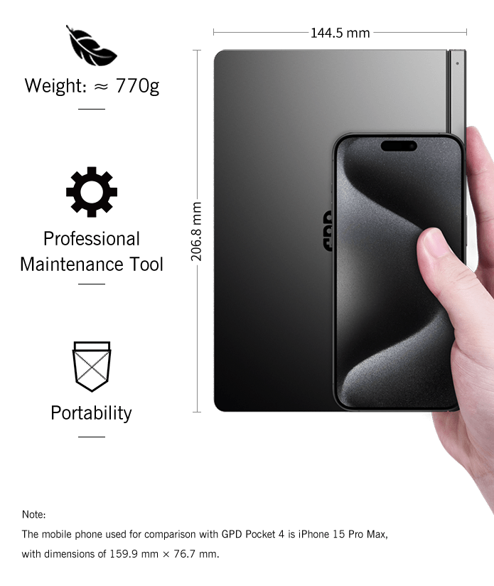 GPD Pocket4 2-in-1 Mini Laptop – AMD AI 9 HX 370 / 8840U, 8.8" 2560×1600 144Hz, DDR5, NVMe, Windows 11