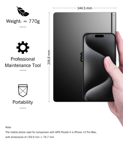 GPD Pocket4 2-in-1 Mini Laptop – AMD AI 9 HX 370 / 8840U, 8.8" 2560×1600 144Hz, DDR5, NVMe, Windows 11