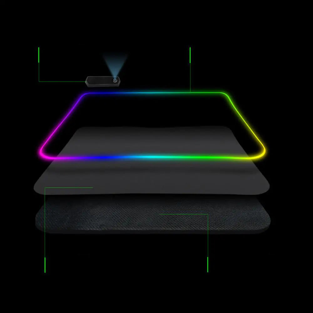 RGB luminous Symphony mouse pad by R.E.D. Shopping featuring a smooth surface and colorful lighting for gaming and computer use.