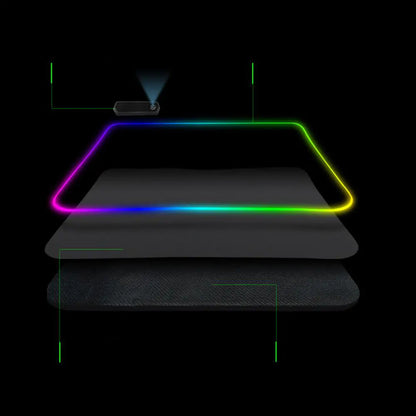 RGB luminous Symphony mouse pad by R.E.D. Shopping featuring a smooth surface and colorful lighting for gaming and computer use.