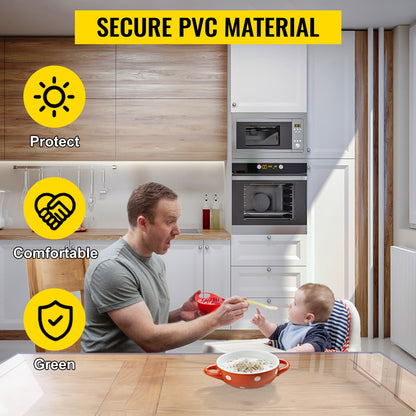 SucceBuy Clear PVC Table Cloth Protector | 1.5-2mm Transparent Soft Glass