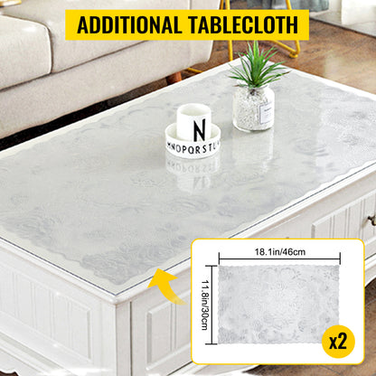 SucceBuy Transparent PVC Table Cloth 1.5–2mm | Clear Desk Protector, Waterproof, Oil-Proof, Soft Glass