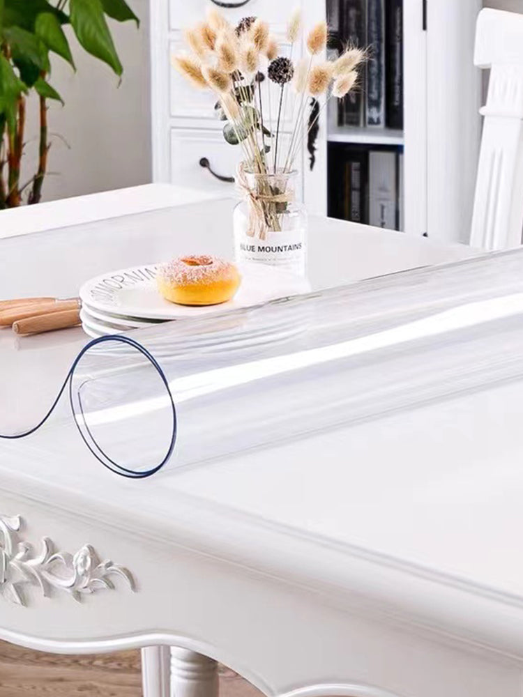 SucceBuy Clear PVC Table Cloth Protector | 1.5-2mm Transparent Soft Glass
