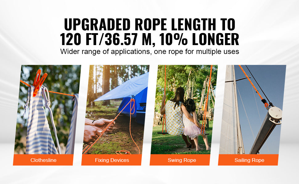 SucceBuy 120ft Double-Braided Polyester Rope | 4000 LBS