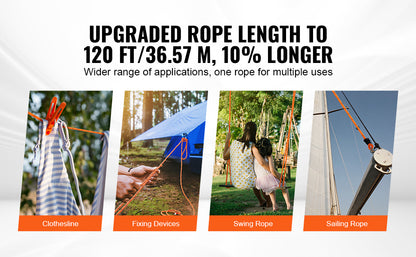 SucceBuy 120ft Double-Braided Polyester Rope | 4000 LBS