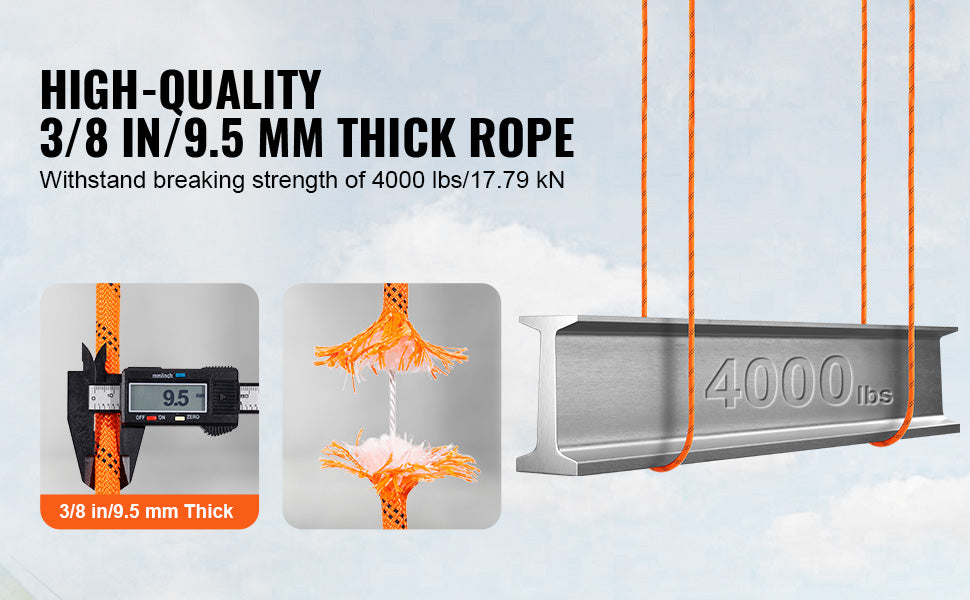 SucceBuy 120ft Double-Braided Polyester Rope | 4000 LBS
