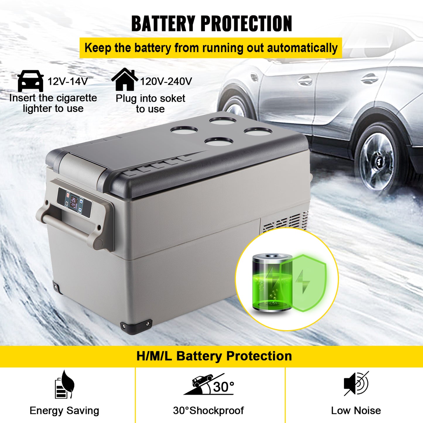 SucceBuy Portable Car Refrigerator 20L–55L | Compressor Cooler & Freezer | 12V/24V DC | Camping