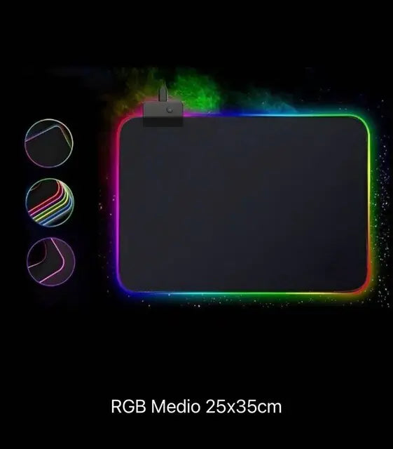 Red Gaming LED Mouse Pad with waterproof surface, featuring illuminated edges and smooth fabric for precise computer gaming.