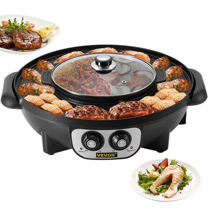 SucceBuy 2-in-1 Electric BBQ Grill & Hot Pot – Smokeless, Non-Stick, Detachable | Home Portable Barbecue