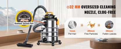 SucceBuy Stainless Steel Wet & Dry Shop Vacuum – 1000W+, Powerful Suction, 18L/20L/30L, for Carpet, Debris & Pet Hair