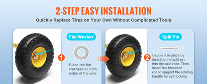 SucceBuy 10" Solid PU Run-Flat Tire Wheels – Flat-Free Tubeless | 2-Pack