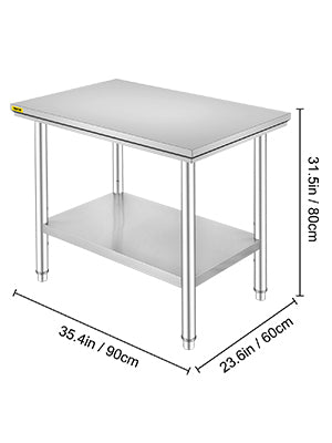 SucceBuy Stainless Steel Kitchen Work Bench – Commercial Catering Worktable with Undershelf | 286–330 LBS | Restaurant & Garage